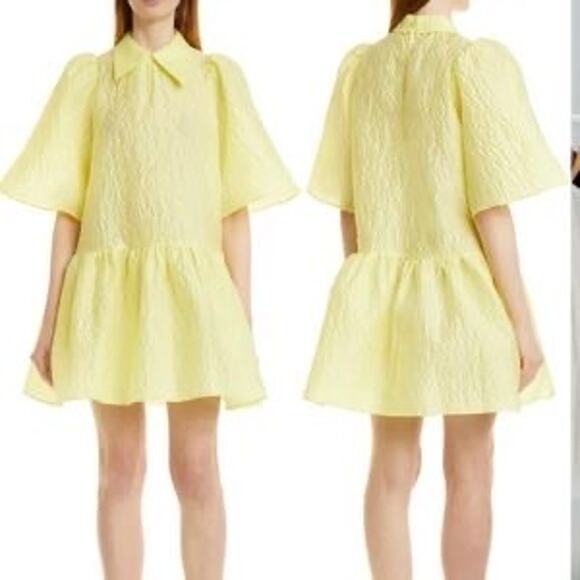 Stella Nova Hiba Lime Yellow Mini Dress, 3/4 bell sleeves, A04, size 44, $52 - Picture 2 of 5